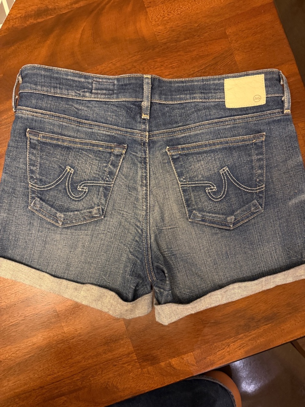 Ag Adriano Goldschmied Medium Blue Cuffed Denim Shorts